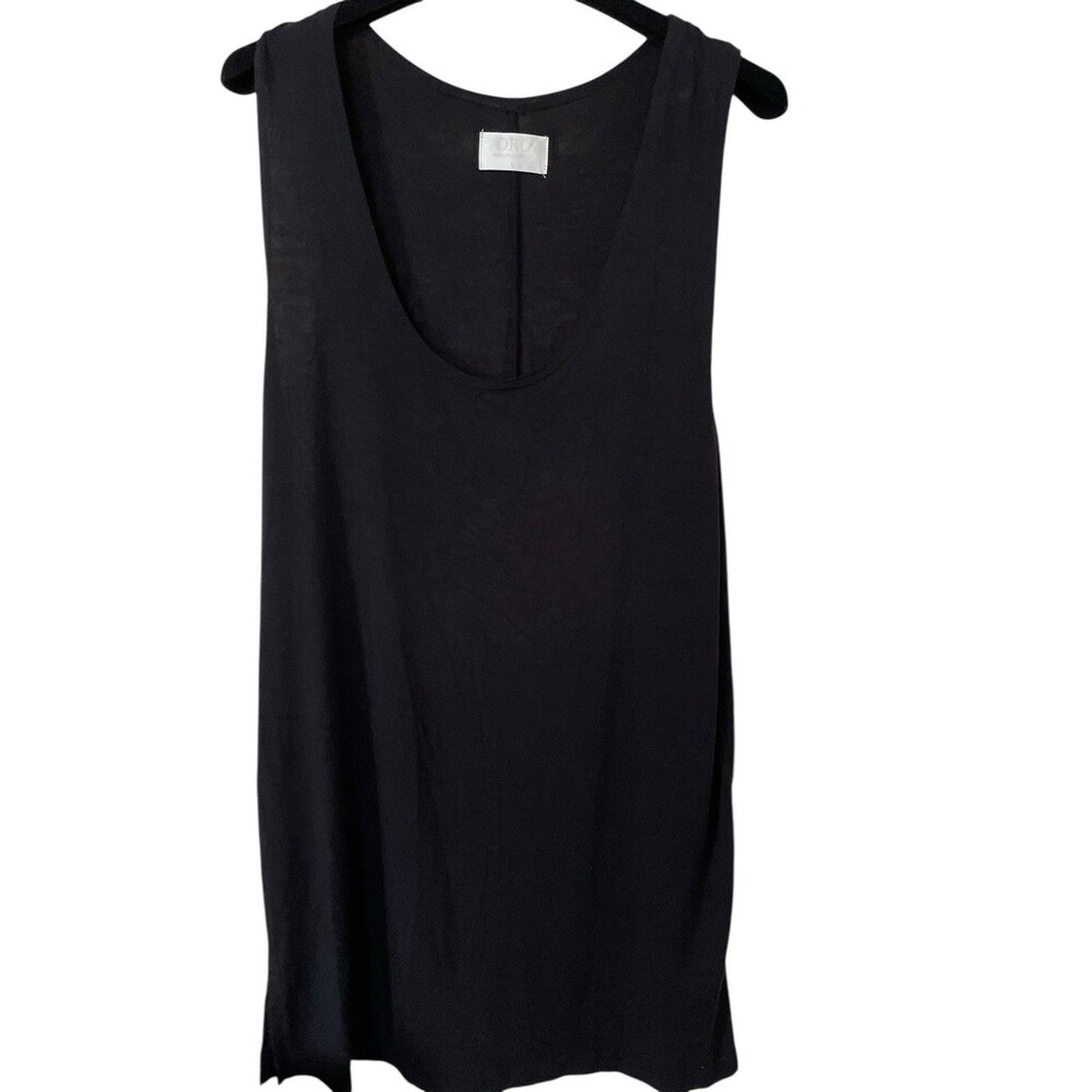 Oro Los Angeles Scallop BLACK Tank Top Sleeveless T Shirt  SZ L - Picture 10 of 14